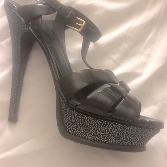 YSL Limited Edition Stingray Pebble Tribute Platform 👠 Sz 37 Excellent Condition - Picture 3 of 15